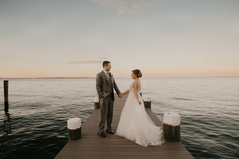 Stunning bride and groom wedding portraits at Celebrations at the Bay in Pasadena, Maryland by Britney Clause Photography