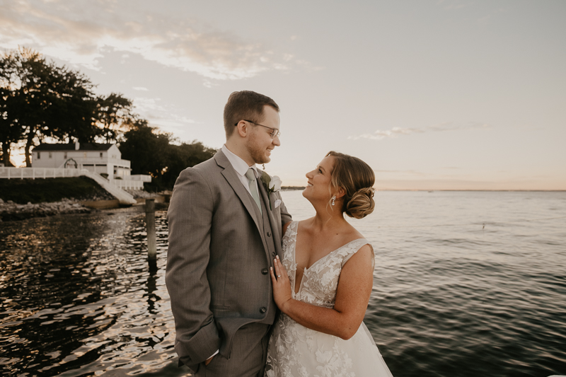 Stunning bride and groom wedding portraits at Celebrations at the Bay in Pasadena, Maryland by Britney Clause Photography