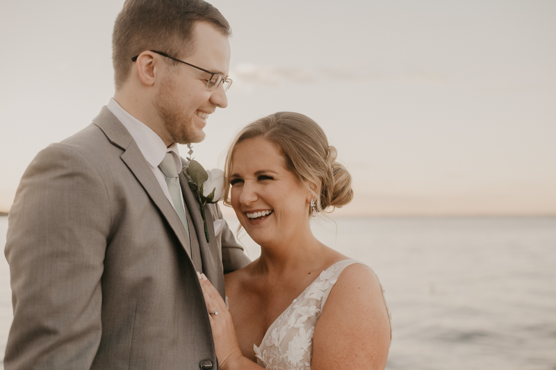 Stunning bride and groom wedding portraits at Celebrations at the Bay in Pasadena, Maryland by Britney Clause Photography