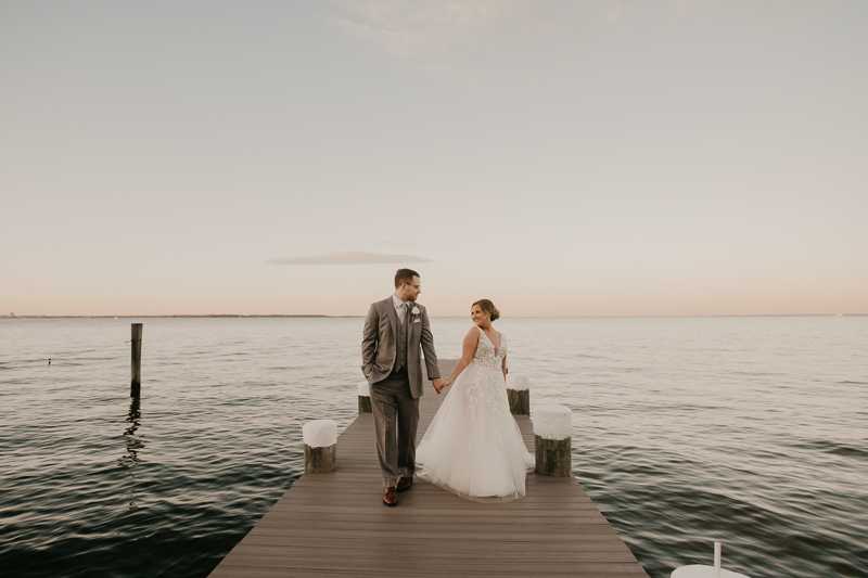 Stunning bride and groom wedding portraits at Celebrations at the Bay in Pasadena, Maryland by Britney Clause Photography