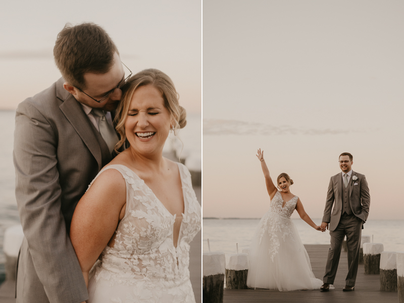 Stunning bride and groom wedding portraits at Celebrations at the Bay in Pasadena, Maryland by Britney Clause Photography