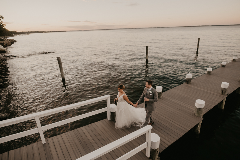 Stunning bride and groom wedding portraits at Celebrations at the Bay in Pasadena, Maryland by Britney Clause Photography