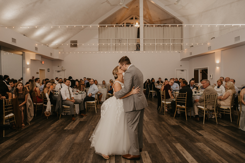 A fun evening wedding reception at Celebrations at the Bay in Pasadena, Maryland by Britney Clause Photography