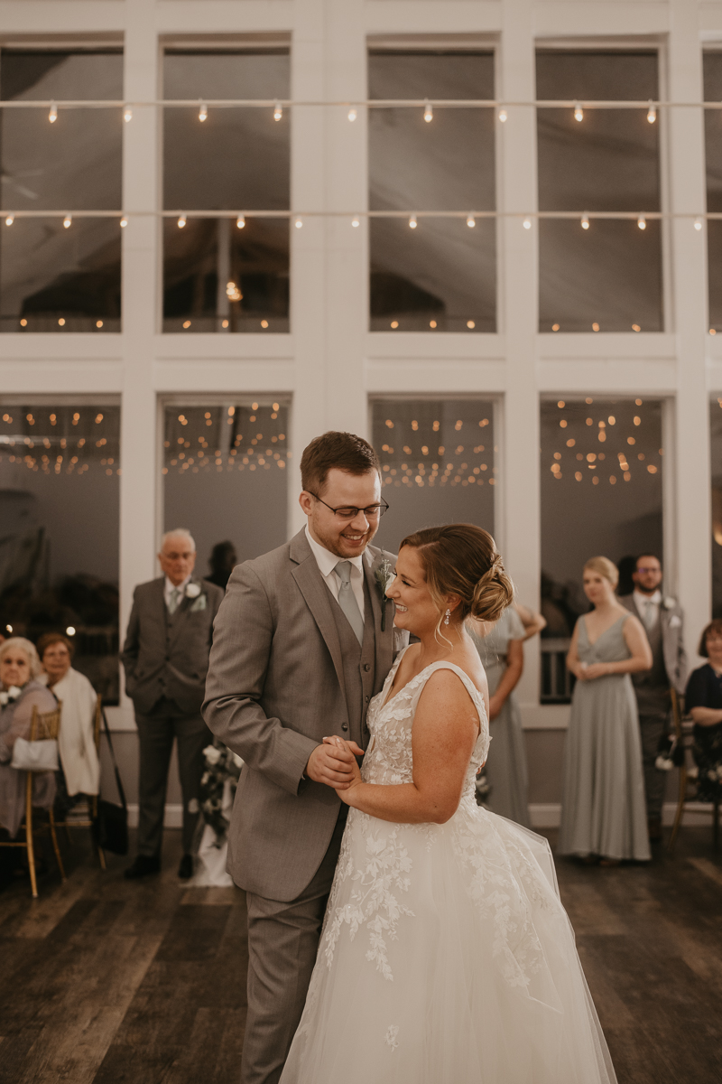 A fun evening wedding reception at Celebrations at the Bay in Pasadena, Maryland by Britney Clause Photography