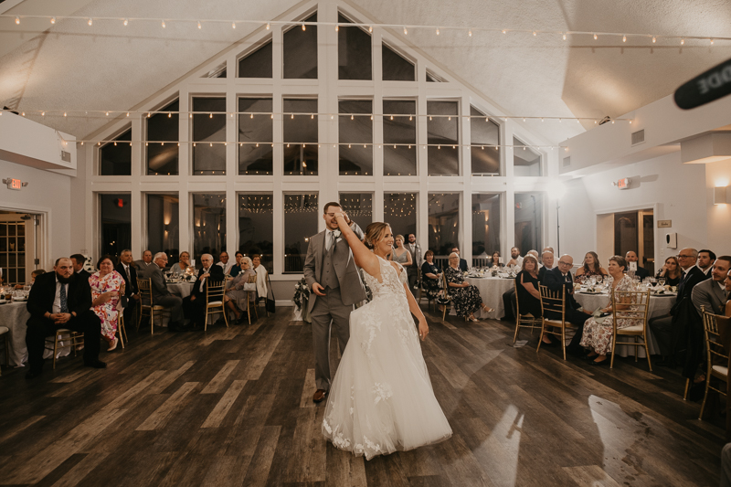 A fun evening wedding reception at Celebrations at the Bay in Pasadena, Maryland by Britney Clause Photography