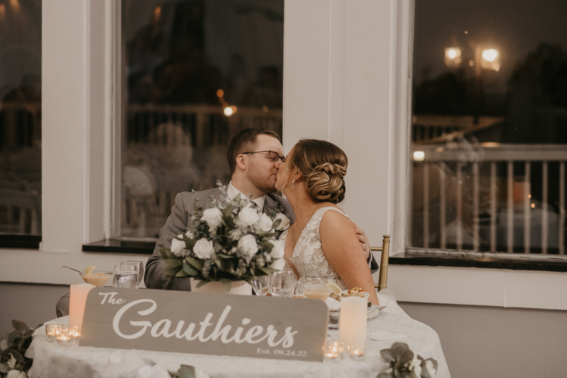 A fun evening wedding reception at Celebrations at the Bay in Pasadena, Maryland by Britney Clause Photography