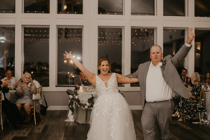 A fun evening wedding reception at Celebrations at the Bay in Pasadena, Maryland by Britney Clause Photography