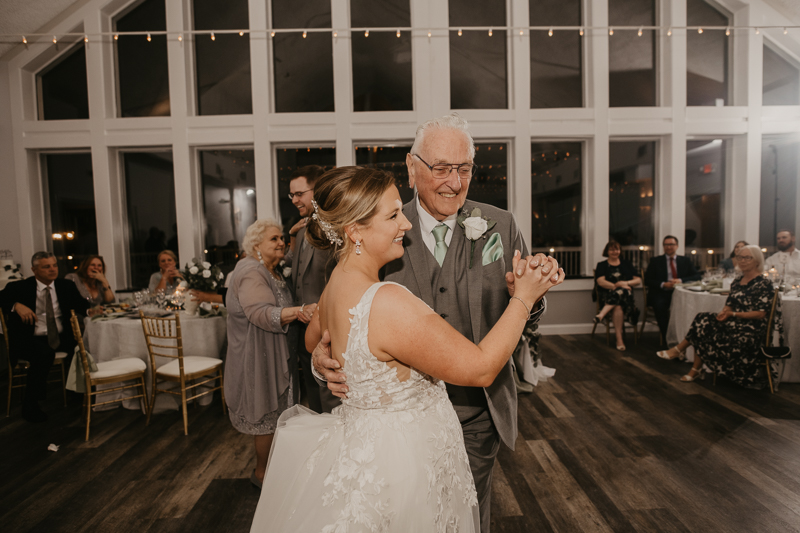 A fun evening wedding reception at Celebrations at the Bay in Pasadena, Maryland by Britney Clause Photography