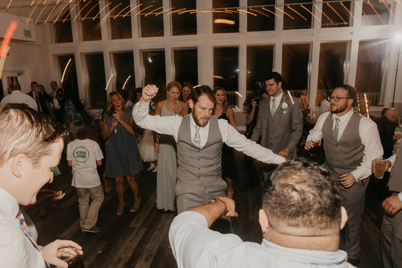 A fun evening wedding reception at Celebrations at the Bay in Pasadena, Maryland by Britney Clause Photography