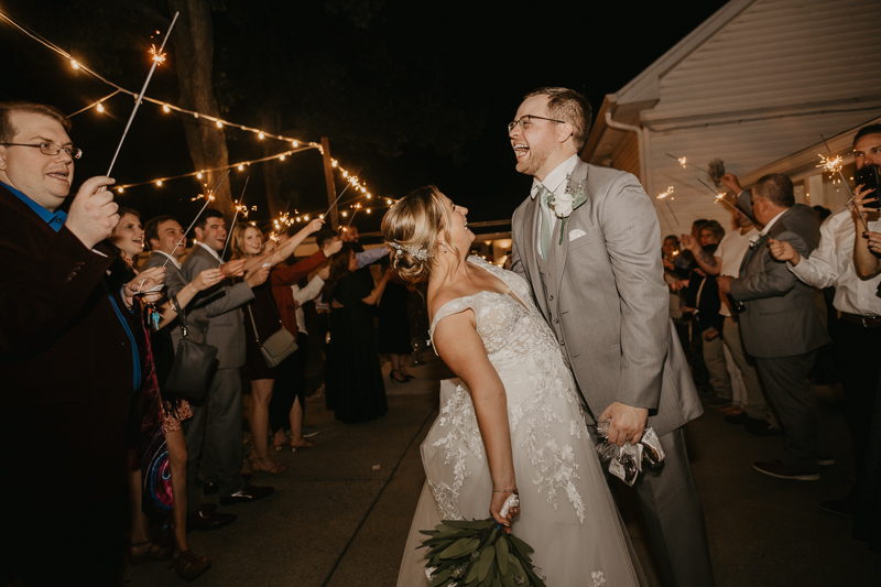 A fun evening wedding reception at Celebrations at the Bay in Pasadena, Maryland by Britney Clause Photography