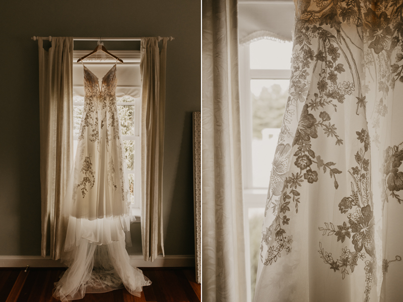 A stunning wedding dress by Allure from Ellie's Bridal at Rose Hill Manor in Leesburg, Virginia by Britney Clause Photography