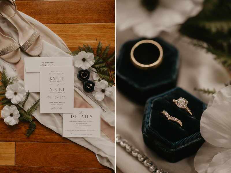 Beautiful wedding details at Rose Hill Manor in Leesburg, Virginia by Britney Clause Photography