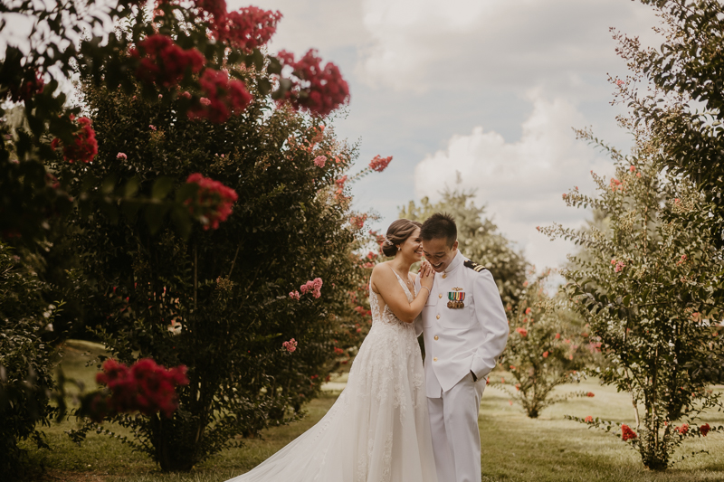 A beautiful first look between a bride and groom at Rose Hill Manor in Leesburg, Virginia by Britney Clause Photography
