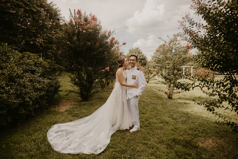 A beautiful first look between a bride and groom at Rose Hill Manor in Leesburg, Virginia by Britney Clause Photography