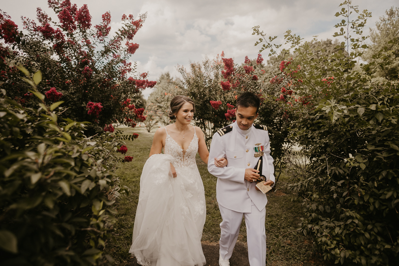 A beautiful first look between a bride and groom at Rose Hill Manor in Leesburg, Virginia by Britney Clause Photography