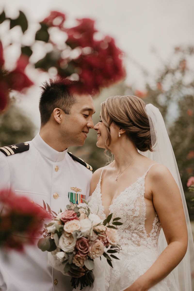 Stunning bride and groom wedding portraits at Rose Hill Manor in Leesburg, Virginia by Britney Clause Photography