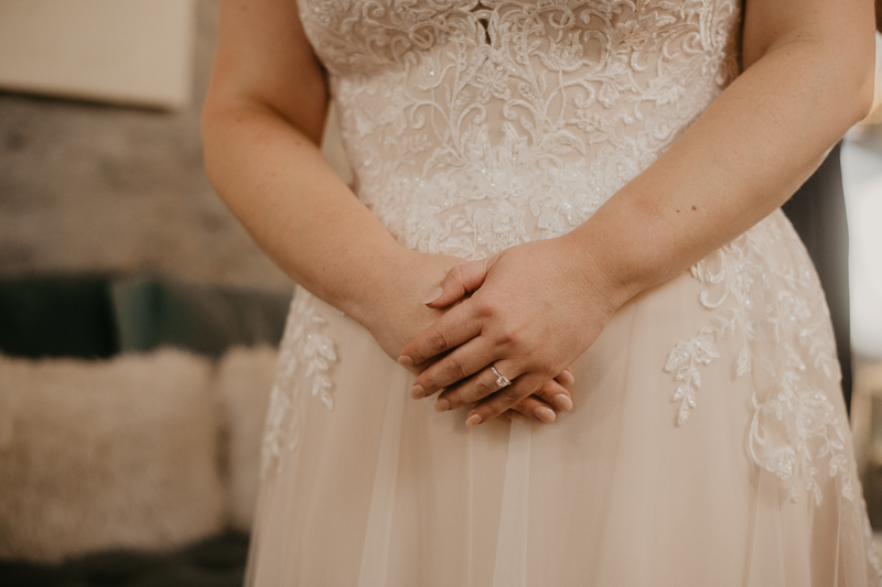 A bride getting ready at Main Street Ballroom in Ellicott City, Maryland by Britney Clause Photography