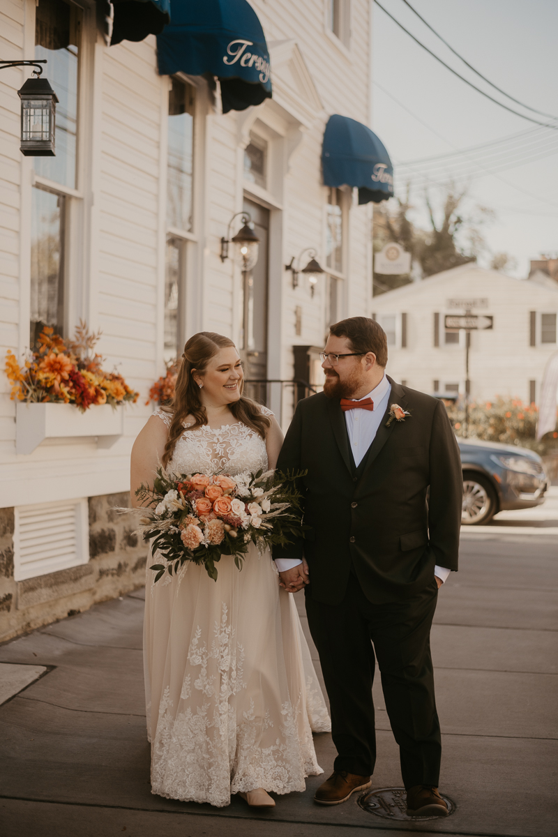 Beautiful bride and groom portraits at Main Street Ballroom in Ellicott City, Maryland by Britney Clause Photography