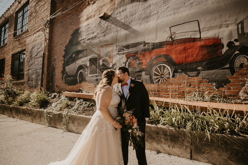 Beautiful bride and groom portraits at Main Street Ballroom in Ellicott City, Maryland by Britney Clause Photography