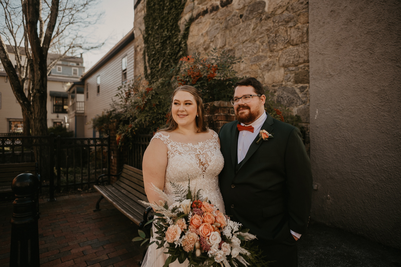 Beautiful bride and groom portraits at Main Street Ballroom in Ellicott City, Maryland by Britney Clause Photography