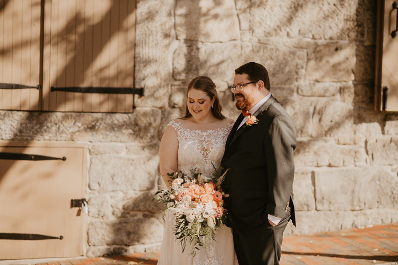 Beautiful bride and groom portraits at Main Street Ballroom in Ellicott City, Maryland by Britney Clause Photography