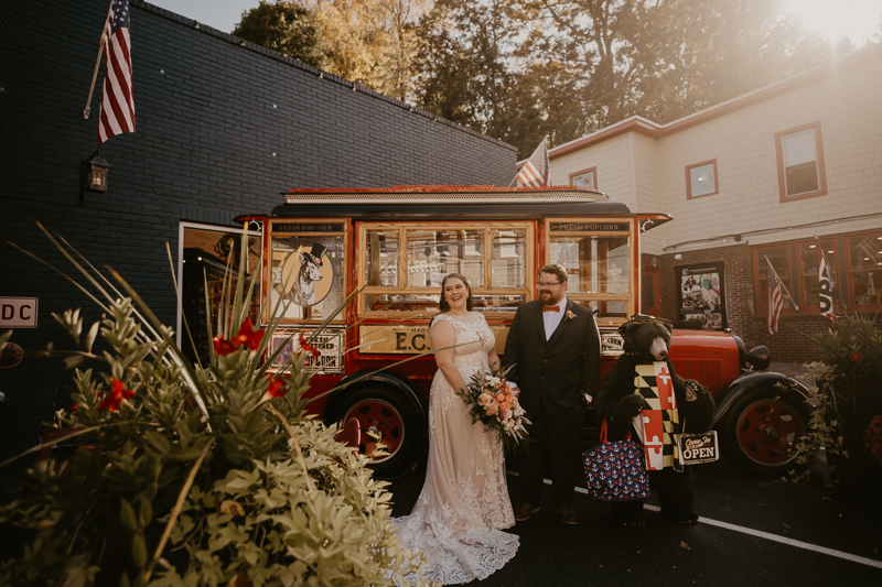 Beautiful bride and groom portraits at Main Street Ballroom in Ellicott City, Maryland by Britney Clause Photography