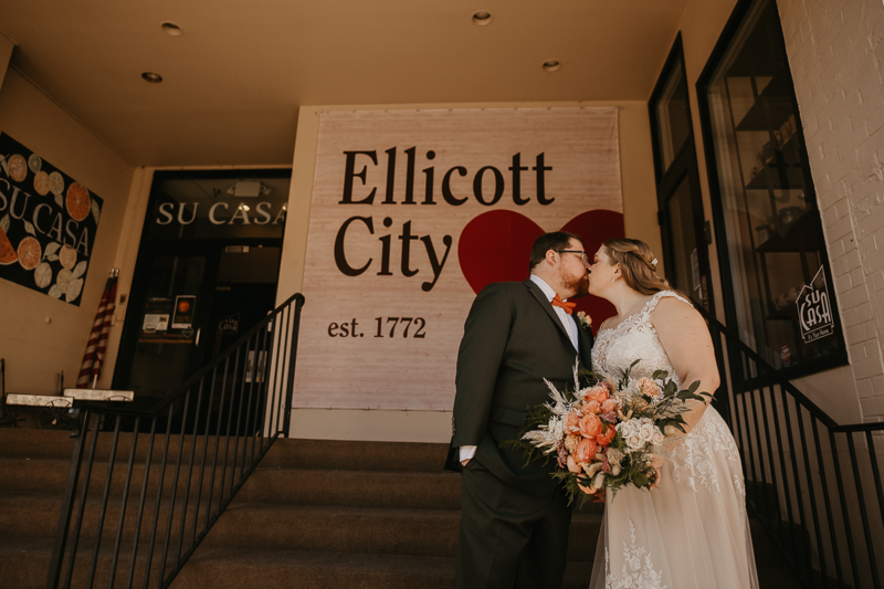 Beautiful bride and groom portraits at Main Street Ballroom in Ellicott City, Maryland by Britney Clause Photography