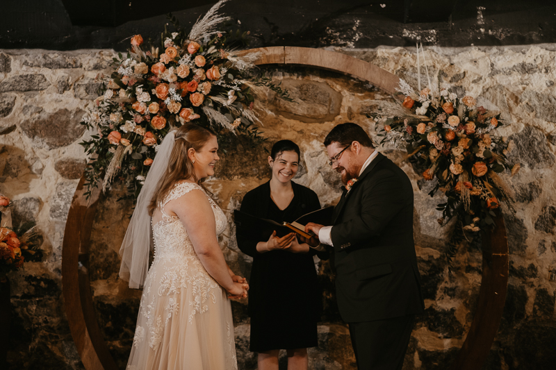 Amazing industrial wedding ceremony at Main Street Ballroom in Ellicott City, Maryland by Britney Clause Photography