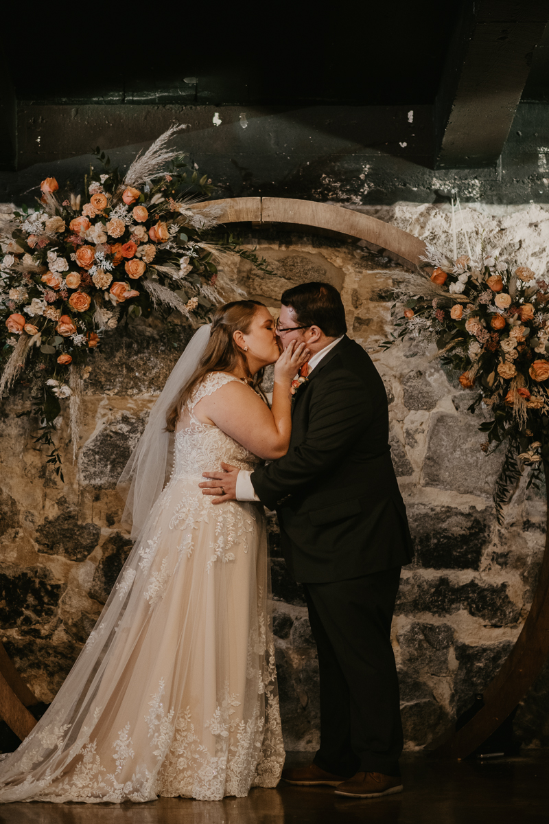 Amazing industrial wedding ceremony at Main Street Ballroom in Ellicott City, Maryland by Britney Clause Photography