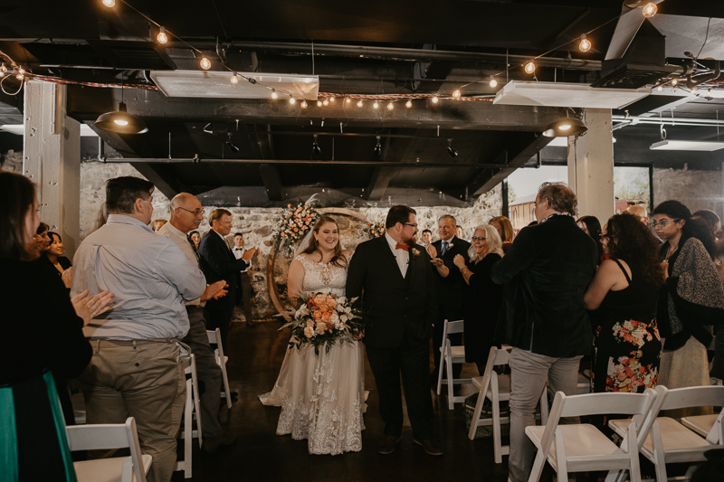 Amazing industrial wedding ceremony at Main Street Ballroom in Ellicott City, Maryland by Britney Clause Photography