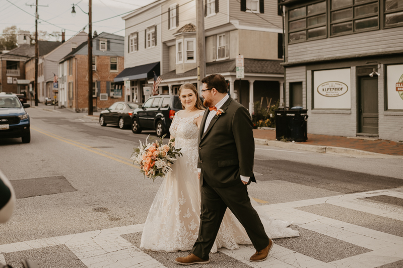 Stunning bride and groom wedding portraits at Main Street Ballroom in Ellicott City, Maryland by Britney Clause Photography