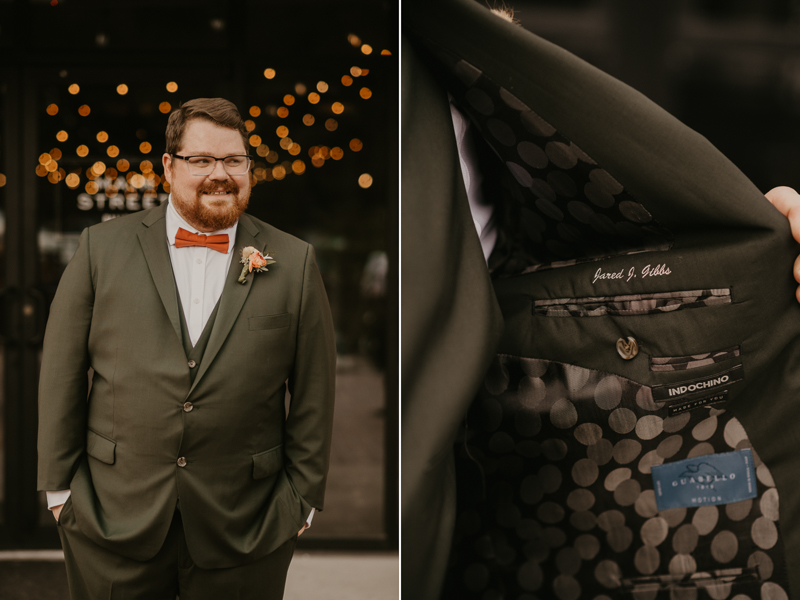 Stunning bride and groom wedding portraits at Main Street Ballroom in Ellicott City, Maryland by Britney Clause Photography