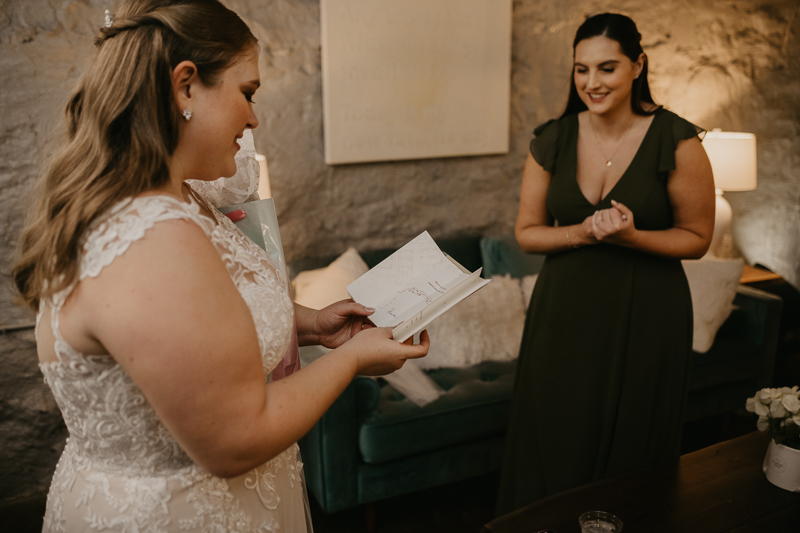 A bride getting ready at Main Street Ballroom in Ellicott City, Maryland by Britney Clause Photography