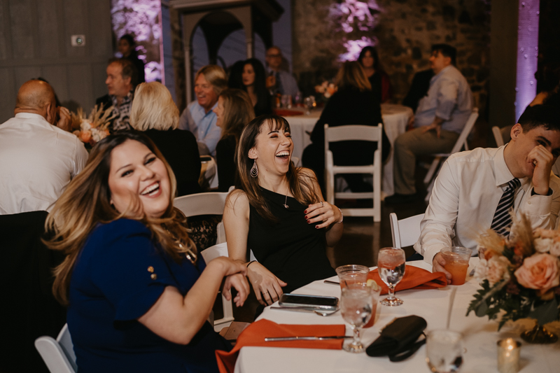 A stunning industrial wedding reception at Main Street Ballroom in Ellicott City, Maryland by Britney Clause Photography