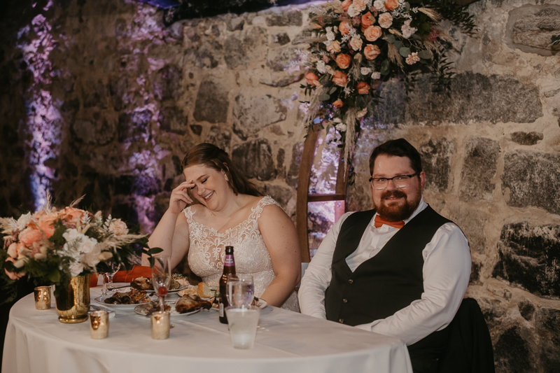 A stunning industrial wedding reception at Main Street Ballroom in Ellicott City, Maryland by Britney Clause Photography