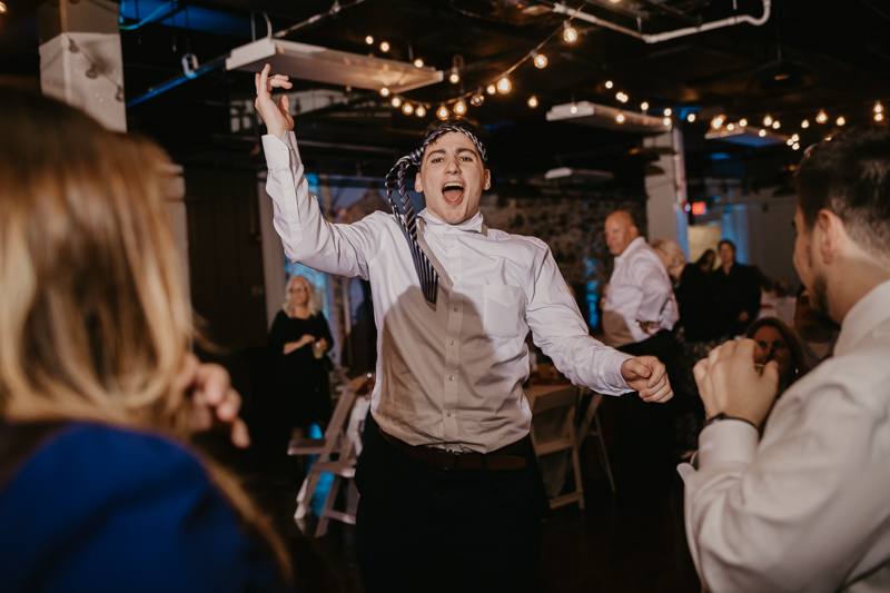 An exciting evening wedding reception by DJ Black Wizard at Main Street Ballroom in Ellicott City, Maryland by Britney Clause Photography