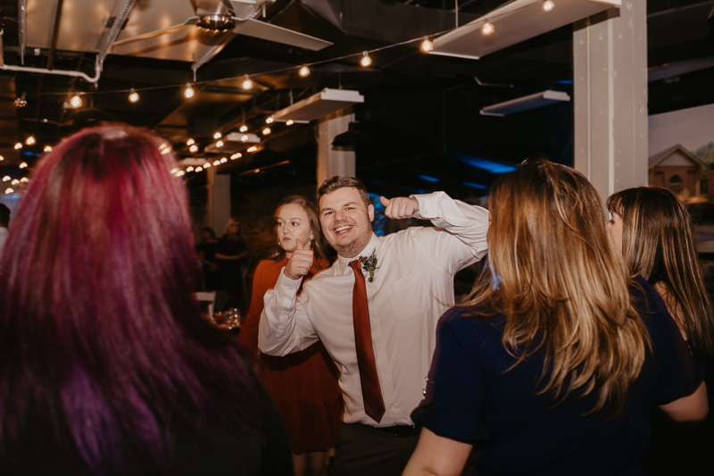 An exciting evening wedding reception by DJ Black Wizard at Main Street Ballroom in Ellicott City, Maryland by Britney Clause Photography