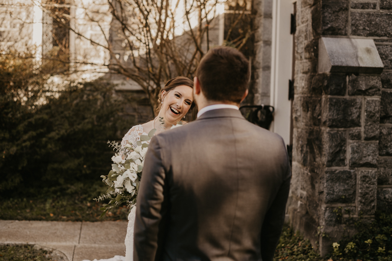 Stunning bride and groom wedding portraits at the Shrine of the Sacred Heart by Britney Clause Photography