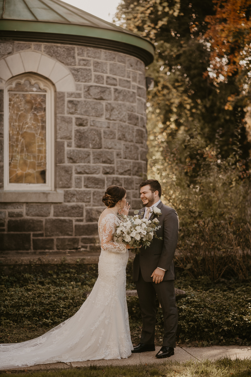 Stunning bride and groom wedding portraits at the Shrine of the Sacred Heart by Britney Clause Photography