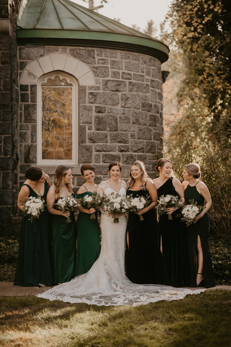 Beautiful bridal party portraits at the Mt. Washington Mill Dye House in Baltimore, Maryland by Britney Clause Photography