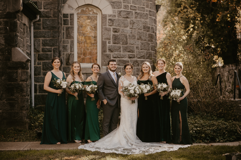 Beautiful bridal party portraits at the Mt. Washington Mill Dye House in Baltimore, Maryland by Britney Clause Photography