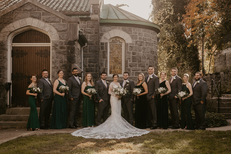 Beautiful bridal party portraits at the Mt. Washington Mill Dye House in Baltimore, Maryland by Britney Clause Photography