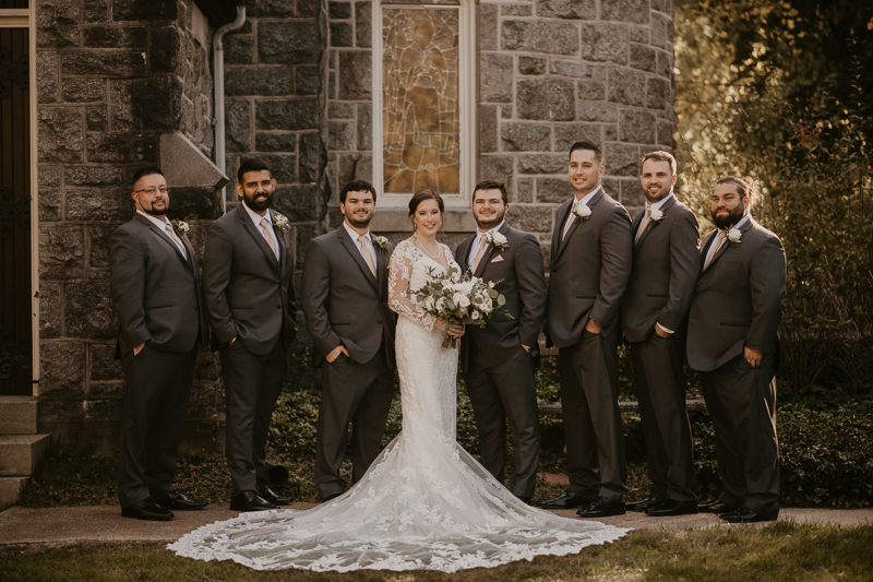 Beautiful bridal party portraits at the Mt. Washington Mill Dye House in Baltimore, Maryland by Britney Clause Photography