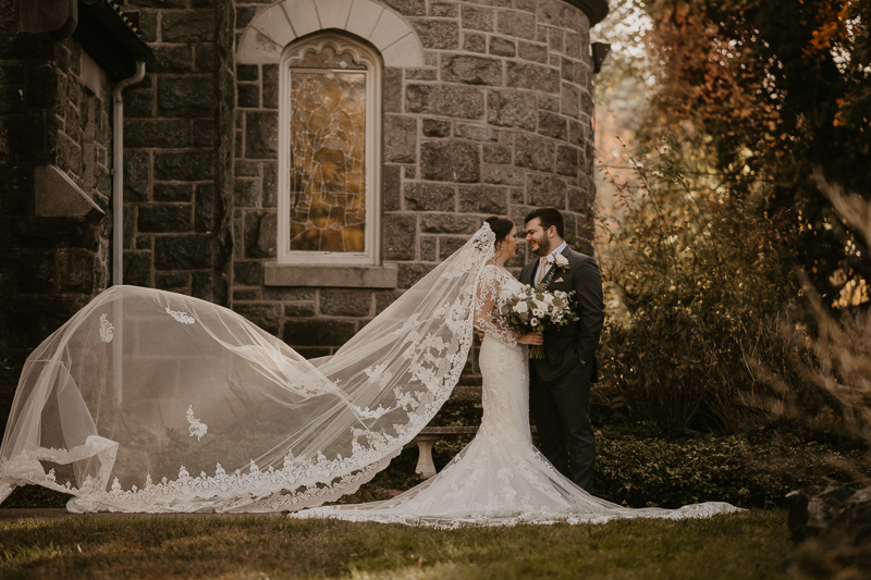 Stunning bride and groom wedding portraits at the Shrine of the Sacred Heart by Britney Clause Photography