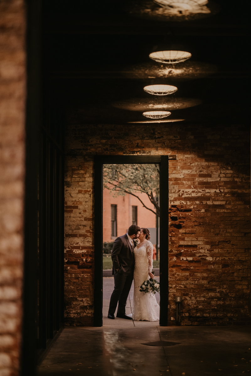 Stunning bride and groom wedding portraits at the Mt. Washington Mill Dye House in Baltimore, Maryland by Britney Clause Photography