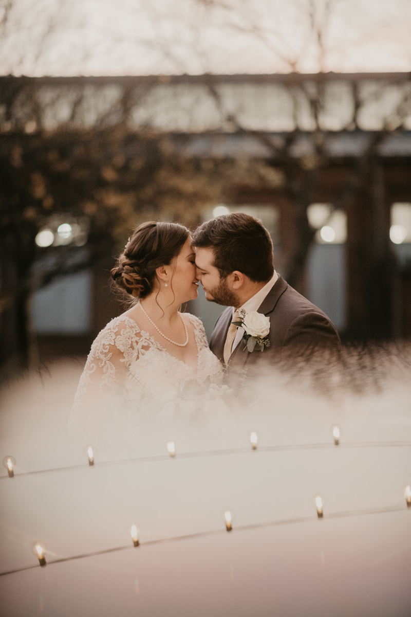 Stunning bride and groom wedding portraits at the Mt. Washington Mill Dye House in Baltimore, Maryland by Britney Clause Photography