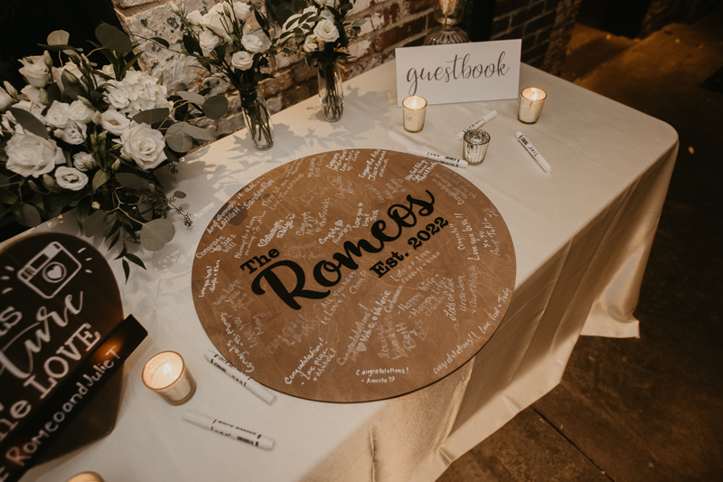 Magical wedding reception decor by Linwoods Catering at the Mt. Washington Mill Dye House in Baltimore, Maryland by Britney Clause Photography