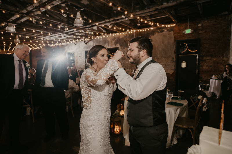 Delicious wedding cake by Linwoods Catering at the Mt. Washington Mill Dye House in Baltimore, Maryland by Britney Clause Photography