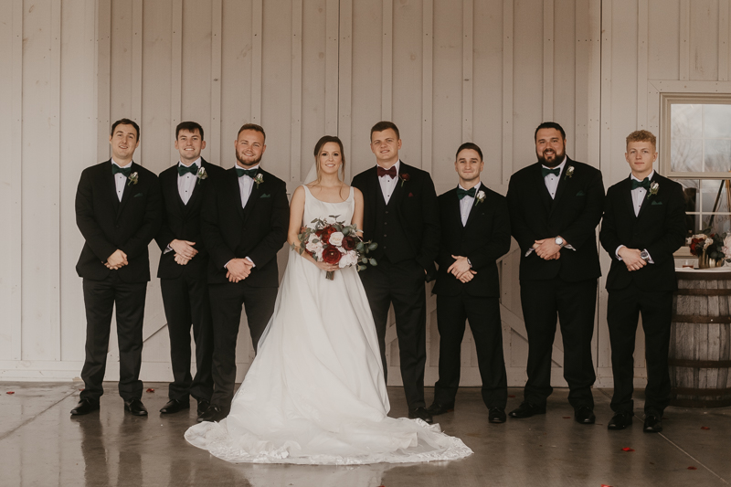 Beautiful bridal party wedding portraits at Kylan Barn in Delmar, Maryland by Britney Clause Photography