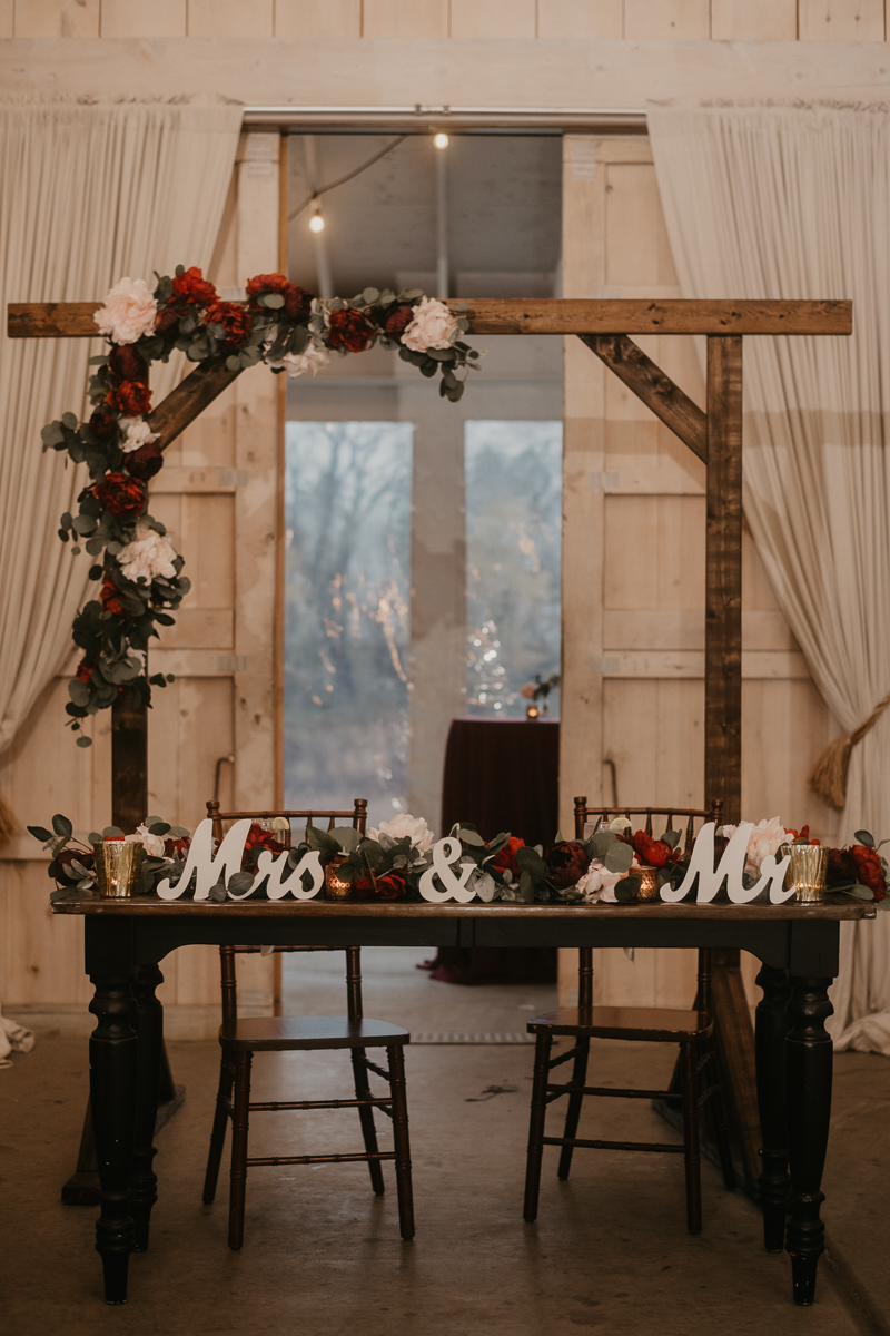 Magical wedding reception decor at Kylan Barn in Delmar, Maryland by Britney Clause Photography